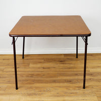 Brown Faux Leather 34-Inch Square Folding Table – Curved Edges