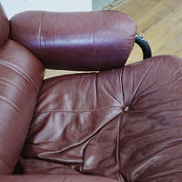 Swivel Recliner Chair in Maroon Leather – 27x24x39-Inch