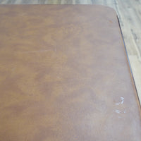 Brown Faux Leather 34-Inch Square Folding Table – Curved Edges