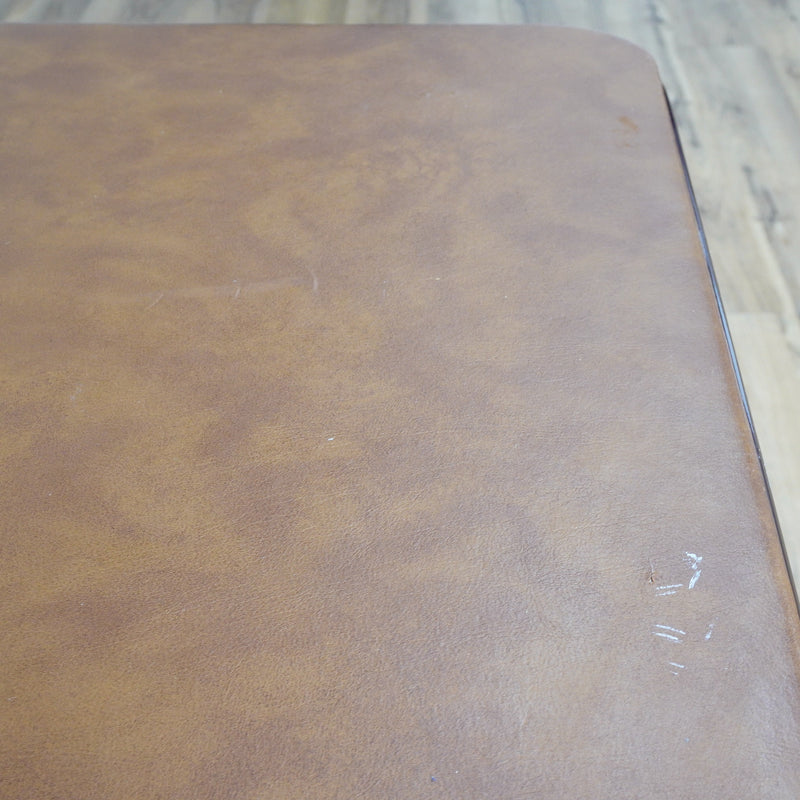 Brown Faux Leather 34-Inch Square Folding Table – Curved Edges