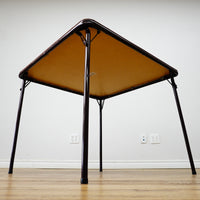 Brown Faux Leather 34-Inch Square Folding Table – Curved Edges