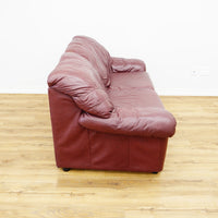2-Seater Sofa in Maroon Leather – 66x32x32-Inch