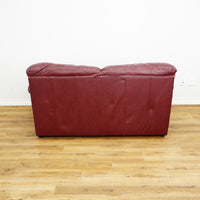 2-Seater Sofa in Maroon Leather – 66x32x32-Inch