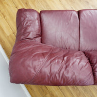3-Seater Sofa in Maroon Leather – 86x32x32-Inch