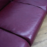3-Seater Sofa in Maroon Leather – 86x32x32-Inch