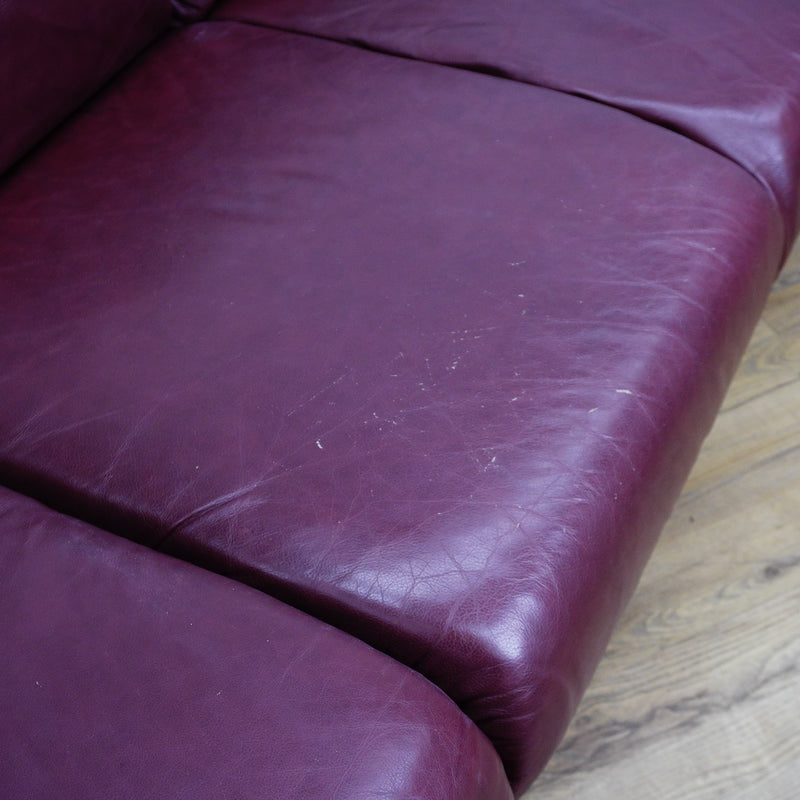 3-Seater Sofa in Maroon Leather – 86x32x32-Inch