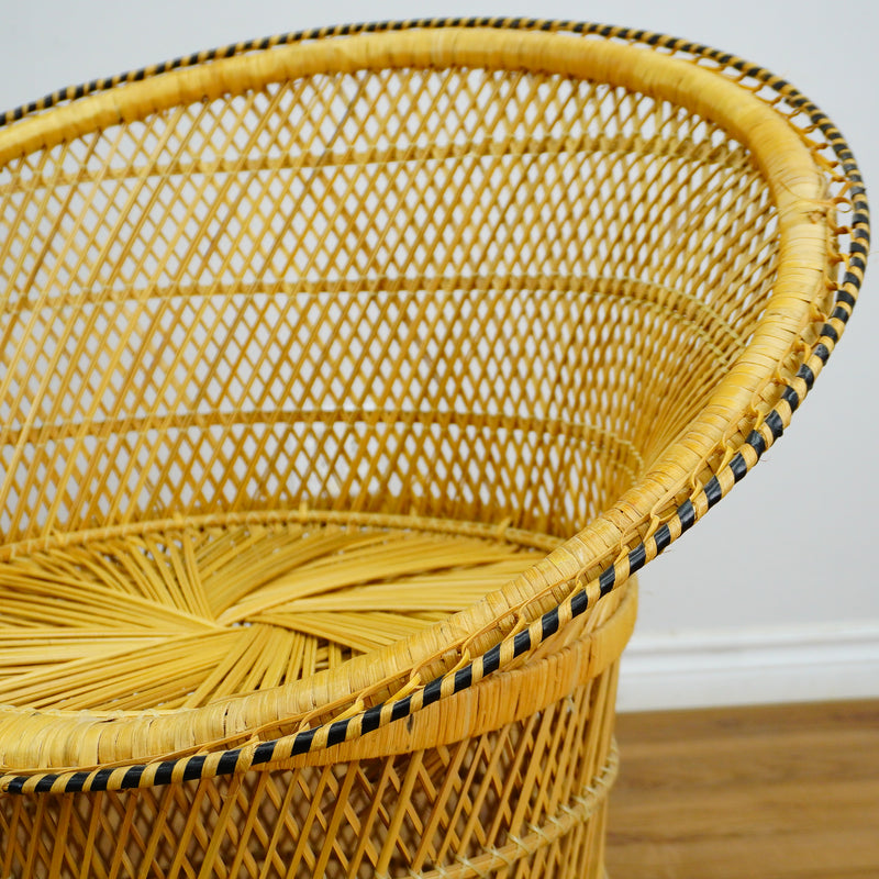29x22-Inch Woven Wicker Accent Chair with Cushions – 3x Patterned, 2x Striped