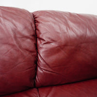 3-Seater Sofa in Maroon Leather – 86x32x32-Inch