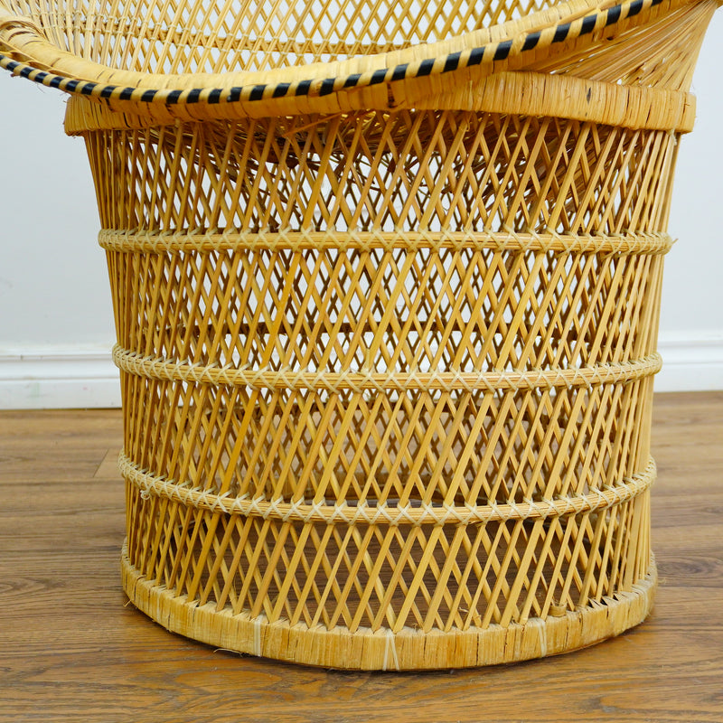 29x22-Inch Woven Wicker Accent Chair with Cushions – 3x Patterned, 2x Striped