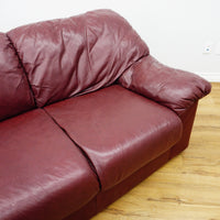 3-Seater Sofa in Maroon Leather – 86x32x32-Inch