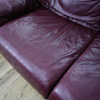 3-Seater Sofa in Maroon Leather – 86x32x32-Inch