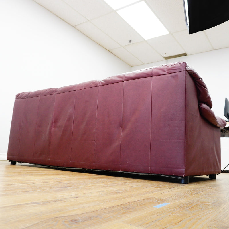 3-Seater Sofa in Maroon Leather – 86x32x32-Inch