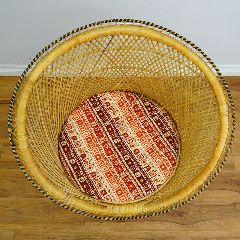 29x22-Inch Woven Wicker Accent Chair with Cushions – 3x Patterned, 2x Striped