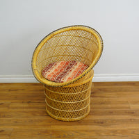 29x22-Inch Woven Wicker Accent Chair with Cushions – 3x Patterned, 2x Striped