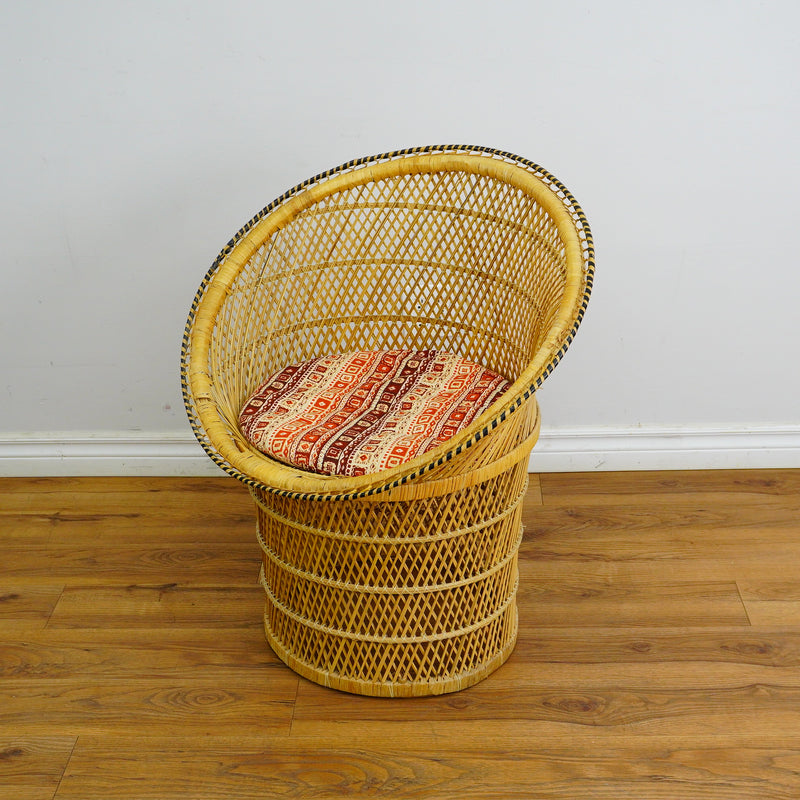 29x22-Inch Woven Wicker Accent Chair with Cushions – 3x Patterned, 2x Striped