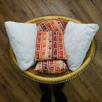29x22-Inch Woven Wicker Accent Chair with Cushions – 3x Patterned, 2x Striped