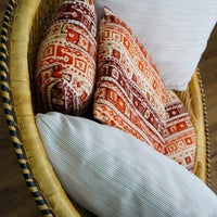 29x22-Inch Woven Wicker Accent Chair with Cushions – 3x Patterned, 2x Striped