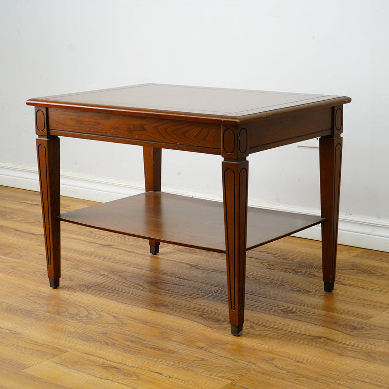 28x20x21-Inch Rectangular Wood Side Table with Lower Shelf