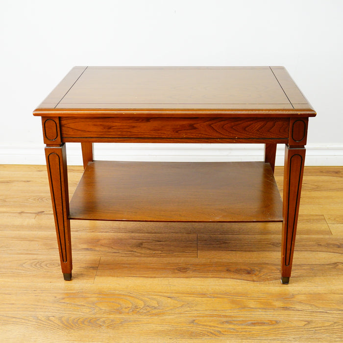 28x20x21-Inch Rectangular Wood Side Table with Lower Shelf