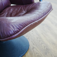 Swivel Recliner Chair in Maroon Leather – 27x24x39-Inch
