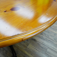47-Inch Round Wood Dining Table with Ornate Base & 4x Upholstered Chairs
