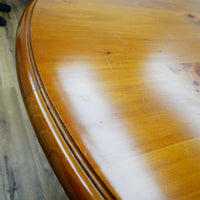 47-Inch Round Wood Dining Table with Ornate Base & 4x Upholstered Chairs
