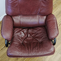 Swivel Recliner Chair in Maroon Leather – 27x24x39-Inch
