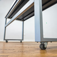 Stone-Look Utility Table on Wheels with Metal Frame