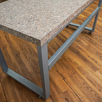Stone-Look Utility Table on Wheels with Metal Frame