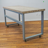 Stone-Look Utility Table on Wheels with Metal Frame