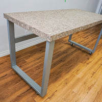 Stone-Look Utility Table on Wheels with Metal Frame