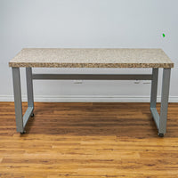 Stone-Look Utility Table on Wheels with Metal Frame