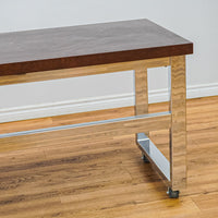 Wooden-Look Utility Table on Wheels with Metal Frame