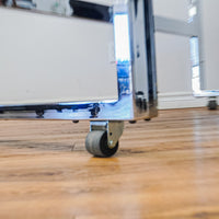 Wooden-Look Utility Table on Wheels with Metal Frame