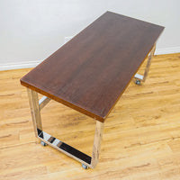 Wooden-Look Utility Table on Wheels with Metal Frame