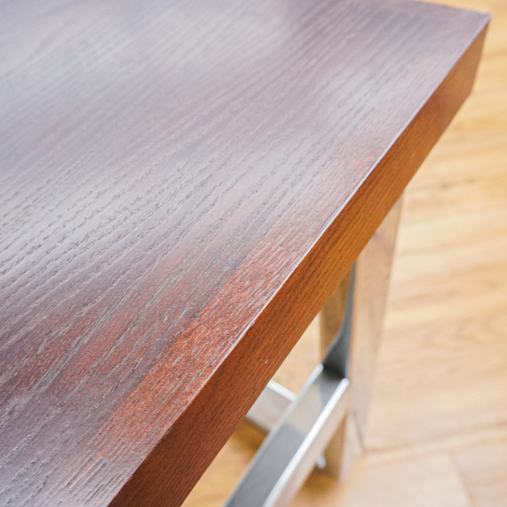 Wooden-Look Utility Table on Wheels with Metal Frame