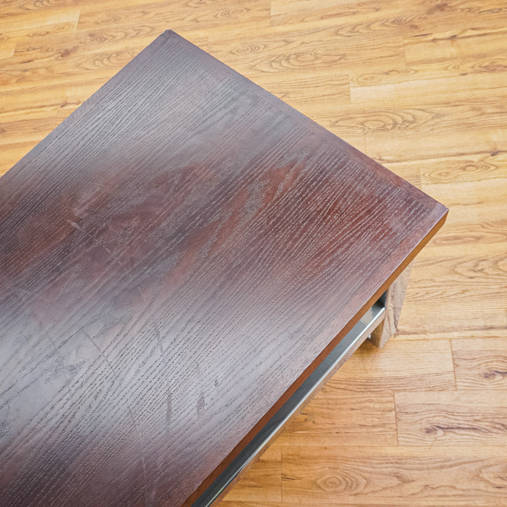 Wooden-Look Utility Table on Wheels with Metal Frame