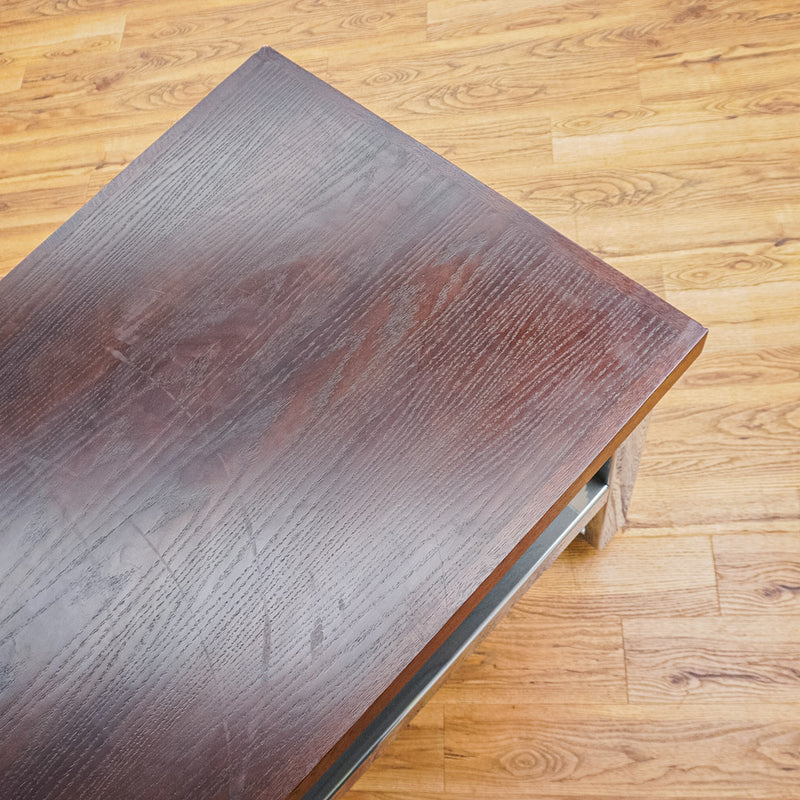 Wooden-Look Utility Table on Wheels with Metal Frame