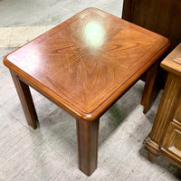 21 in. H Wooden End Table – Square Top with Inlay Detail