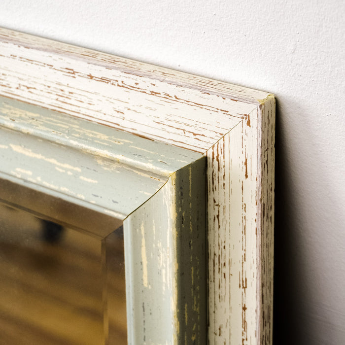 26x34-Inch Distressed White Framed Mirror