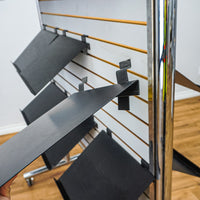 Metal Frame Rolling Slatwall with 9 Document Shelves Each Side
