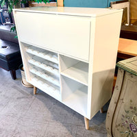 43 in. H Display Cabinet – White Finish with Wine Rack & Shelving