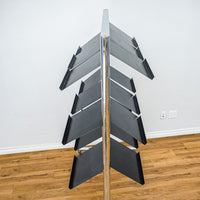 Metal Frame Rolling Slatwall with 9 Document Shelves Each Side