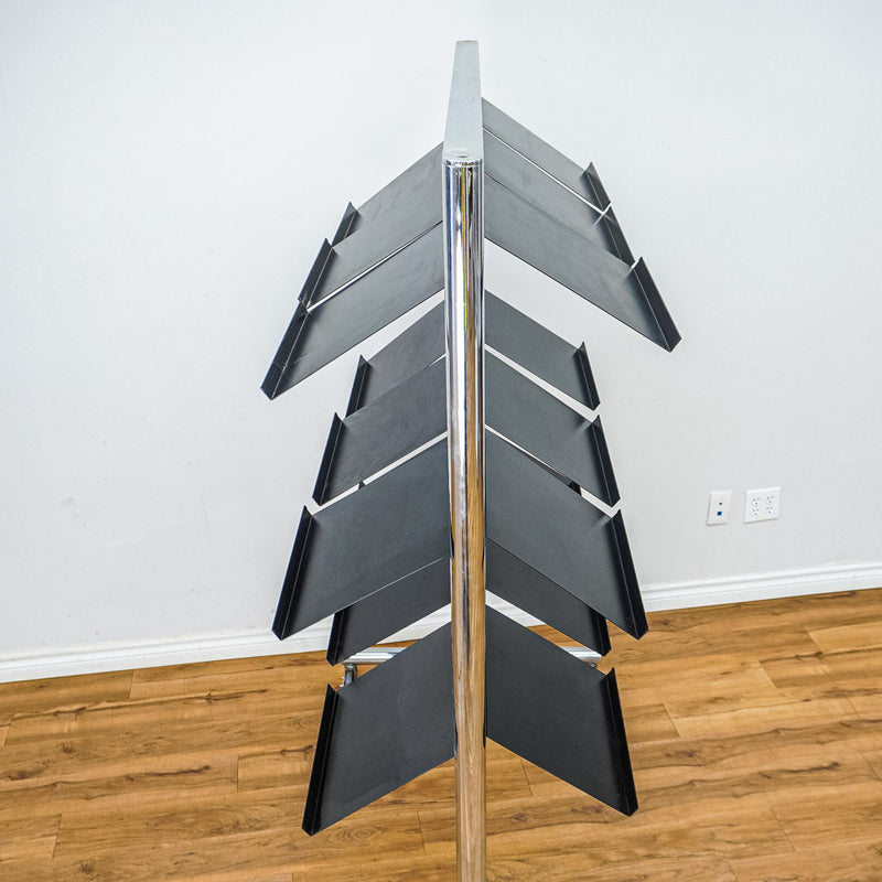 Metal Frame Rolling Slatwall with 9 Document Shelves Each Side
