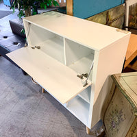43 in. H Display Cabinet – White Finish with Wine Rack & Shelving
