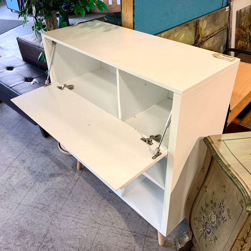 43 in. H Display Cabinet – White Finish with Wine Rack & Shelving