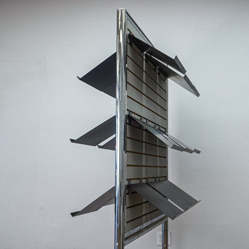 Metal Frame Rolling Slatwall with 9 Document Shelves Each Side