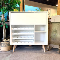 43 in. H Display Cabinet – White Finish with Wine Rack & Shelving