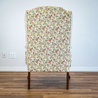 42-Inch Wingback Armchair with Floral Design on Cream Background