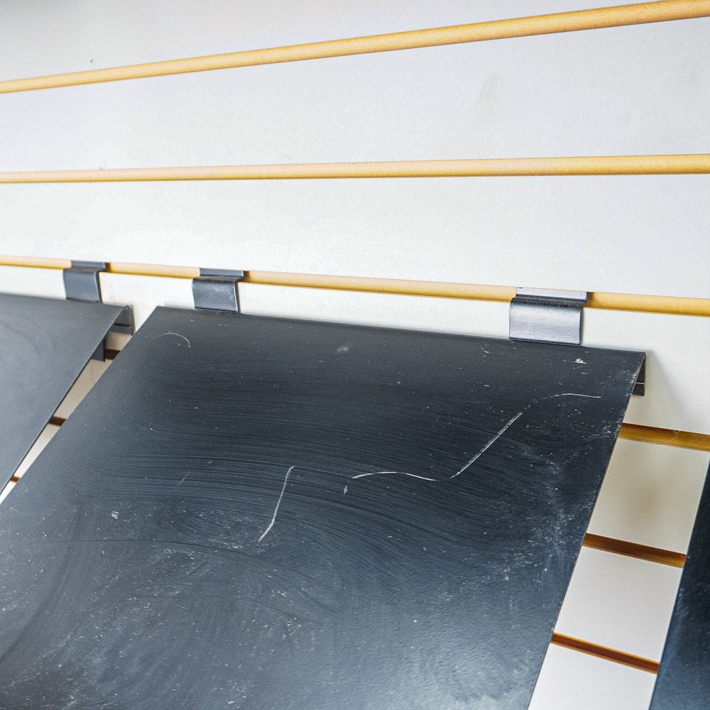 Metal Frame Rolling Slatwall with 9 Document Shelves Each Side